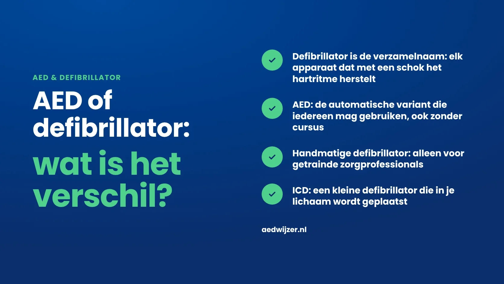 Verschil tussen een AED en een defibrillator