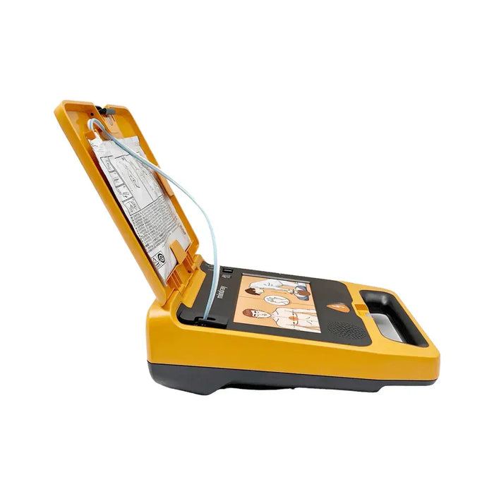 Mindray BeneHeart C1A V2 halfautomatische AED zijkant met open klep