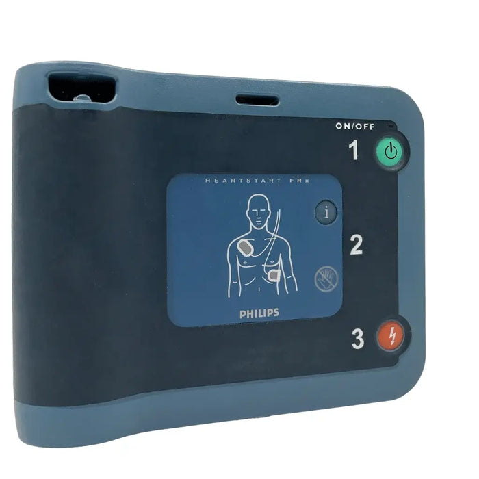 Philips HeartStart FRx halfautomatische AED voorkant schuin