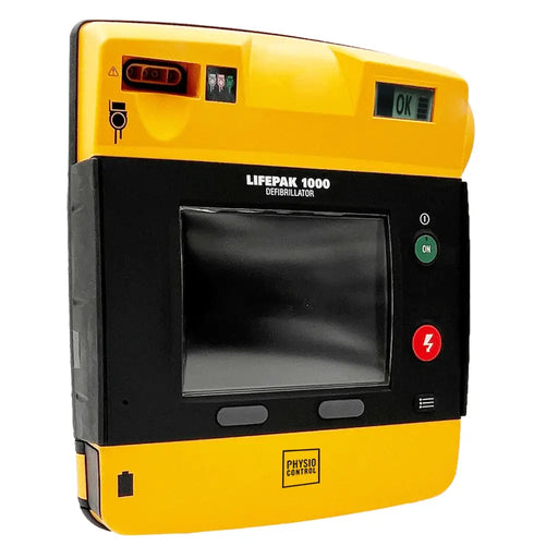 Physio-Control LIFEPAK 1000 halfautomatische AED voorkant schuin