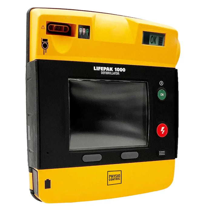 Physio-Control LIFEPAK 1000 halfautomatische AED voorkant schuin