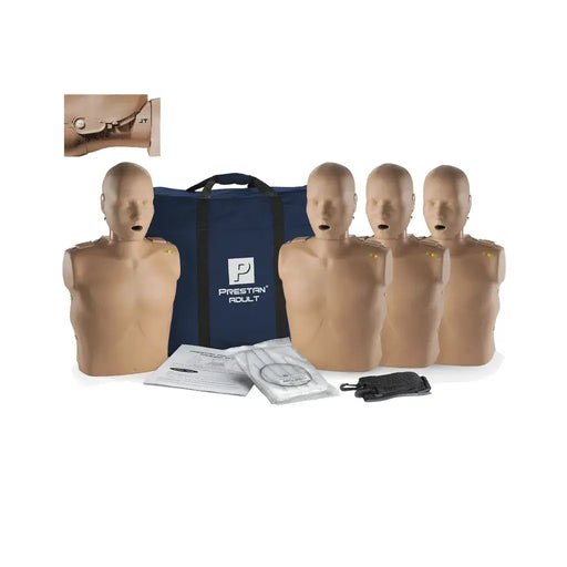 Prestan volwassen reanimatiepop  met kaaklift 4-pack met donkere huid