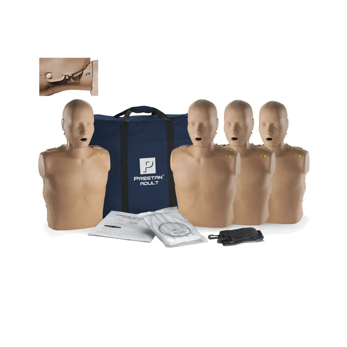 Prestan volwassen reanimatiepop  met kaaklift 4-pack met donkere huid