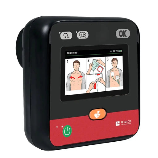 Primedic HeartSave myPAD halfautomatische AED voorkant schuin
