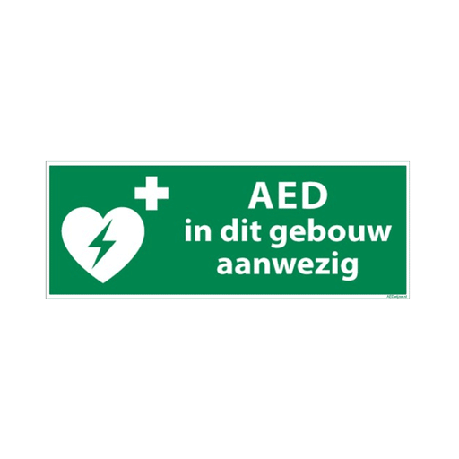 ILCOR Sticker AED in dit gebouw aanwezig 30 x 10 cm.